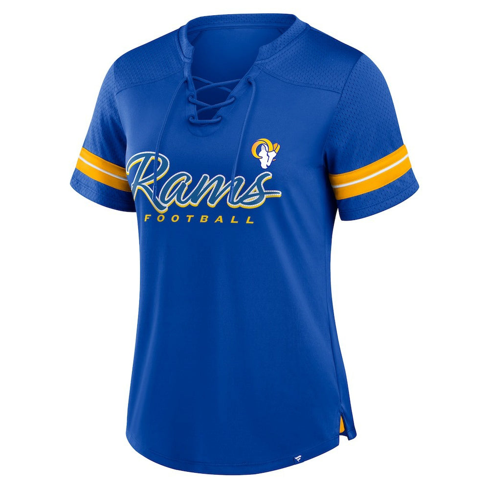 Los Angeles Rams Fanatics Women's Play Script Lace-Up T-Shirt