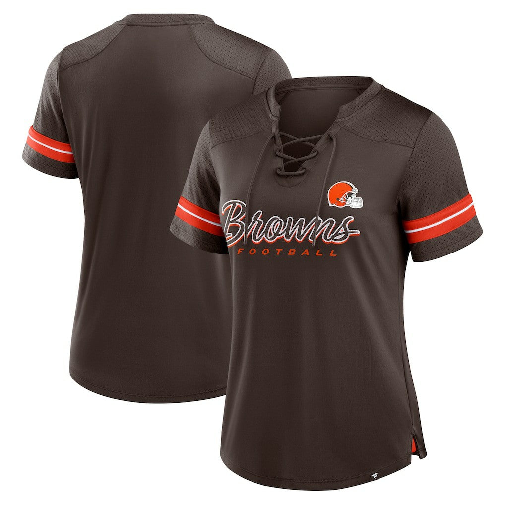 Cleveland Browns Fanatics Women's Play Script Lace-Up T-Shirt