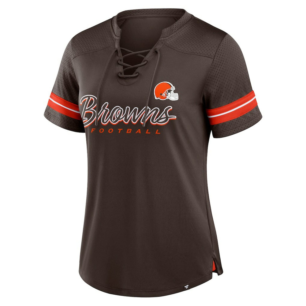Cleveland Browns Fanatics Women's Play Script Lace-Up T-Shirt