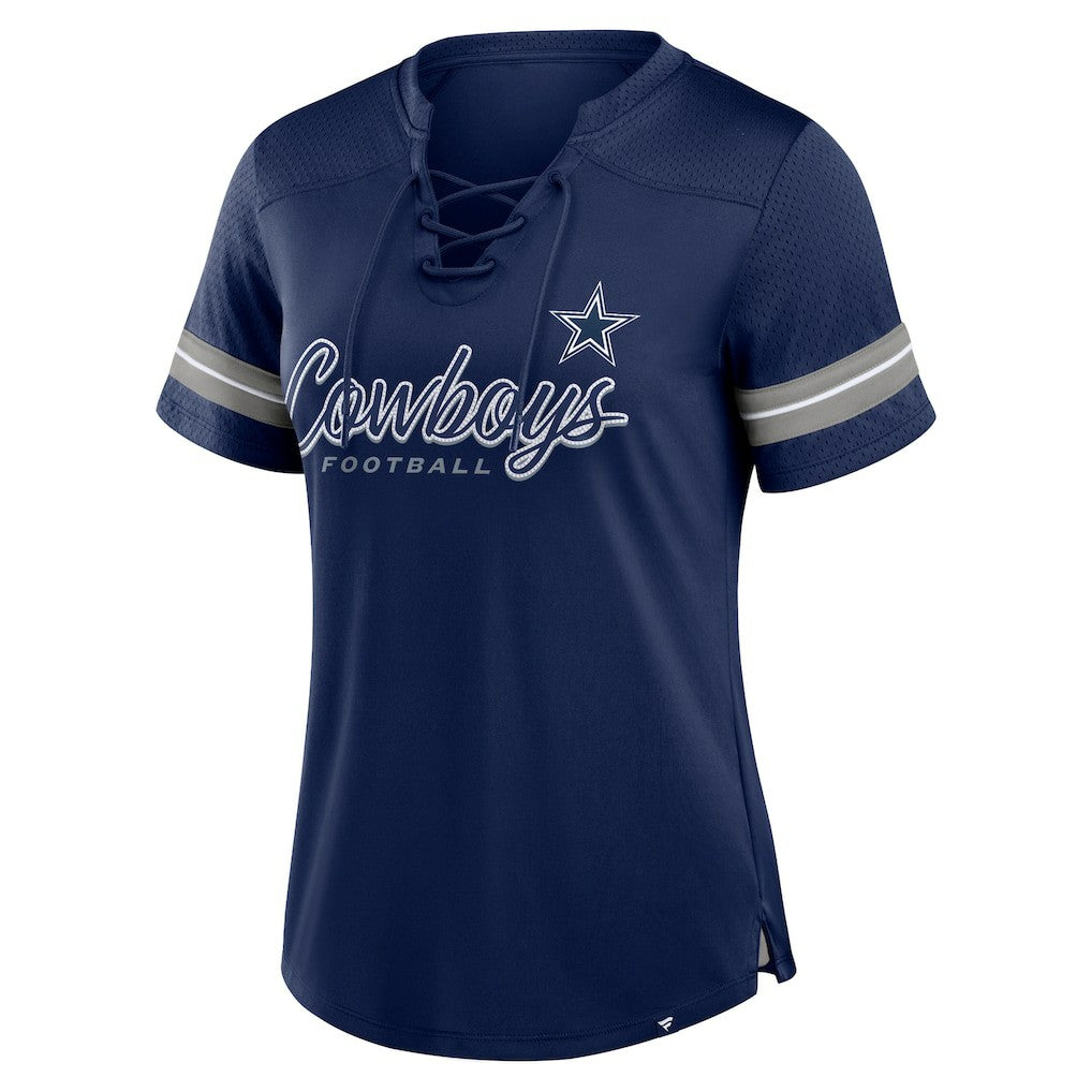 Dallas Cowboys Fanatics Women's Play Script Lace-Up T-Shirt
