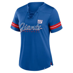 New York Giants Fanatics Women's Play Script Lace-Up T-Shirt