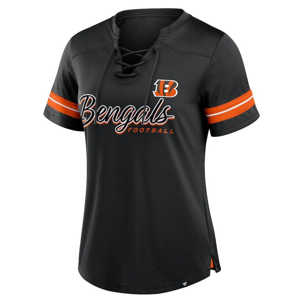Cincinnati Bengals Fanatics Women's Play Script Lace-Up T-Shirt