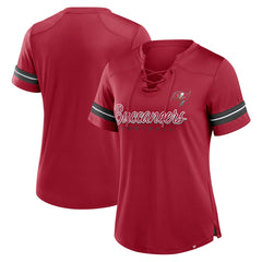 Tampa Bay Buccaneers Fanatics Women's Play Script Lace-Up T-Shirt