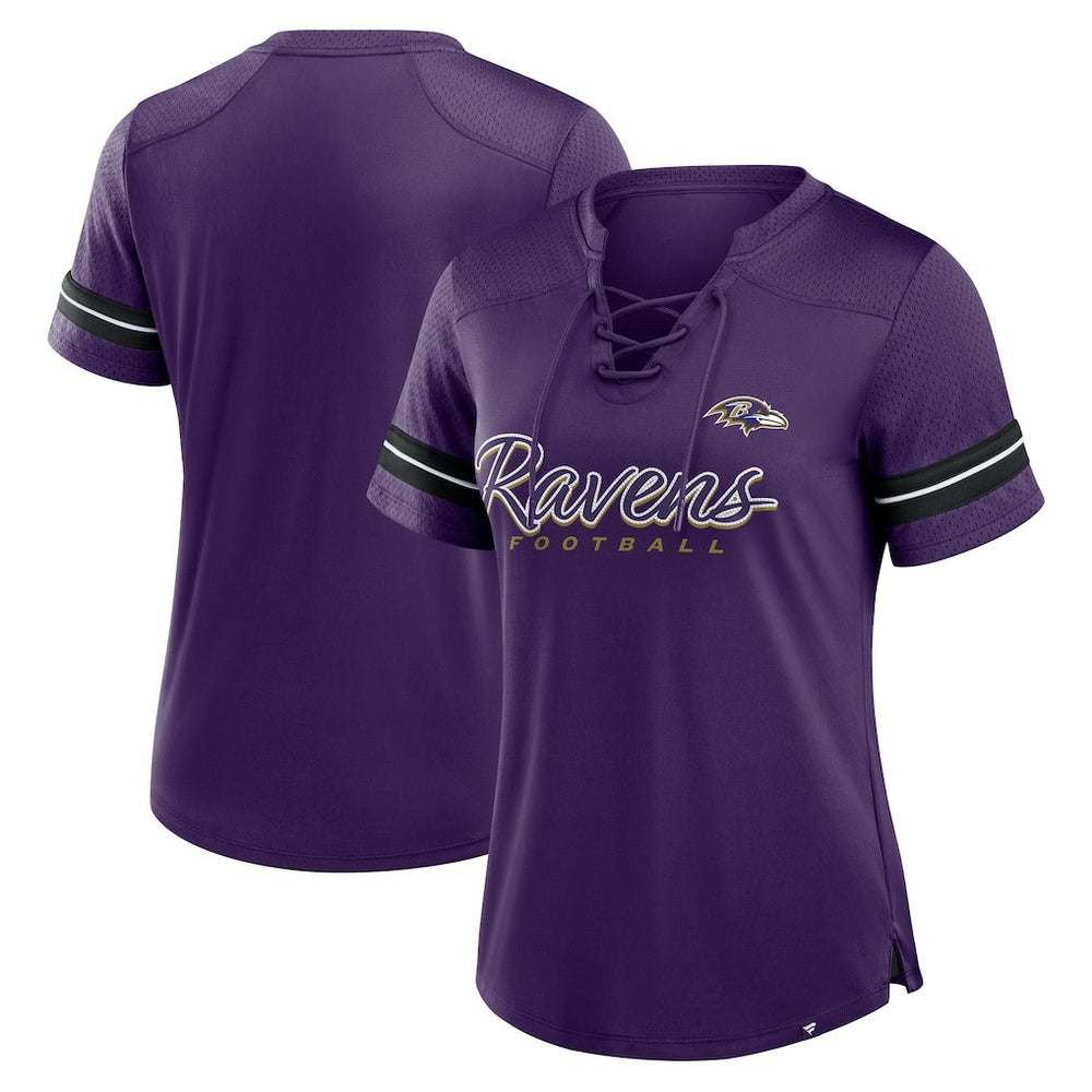 Baltimore Ravens Fanatics Women's Play Script Lace-Up T-Shirt