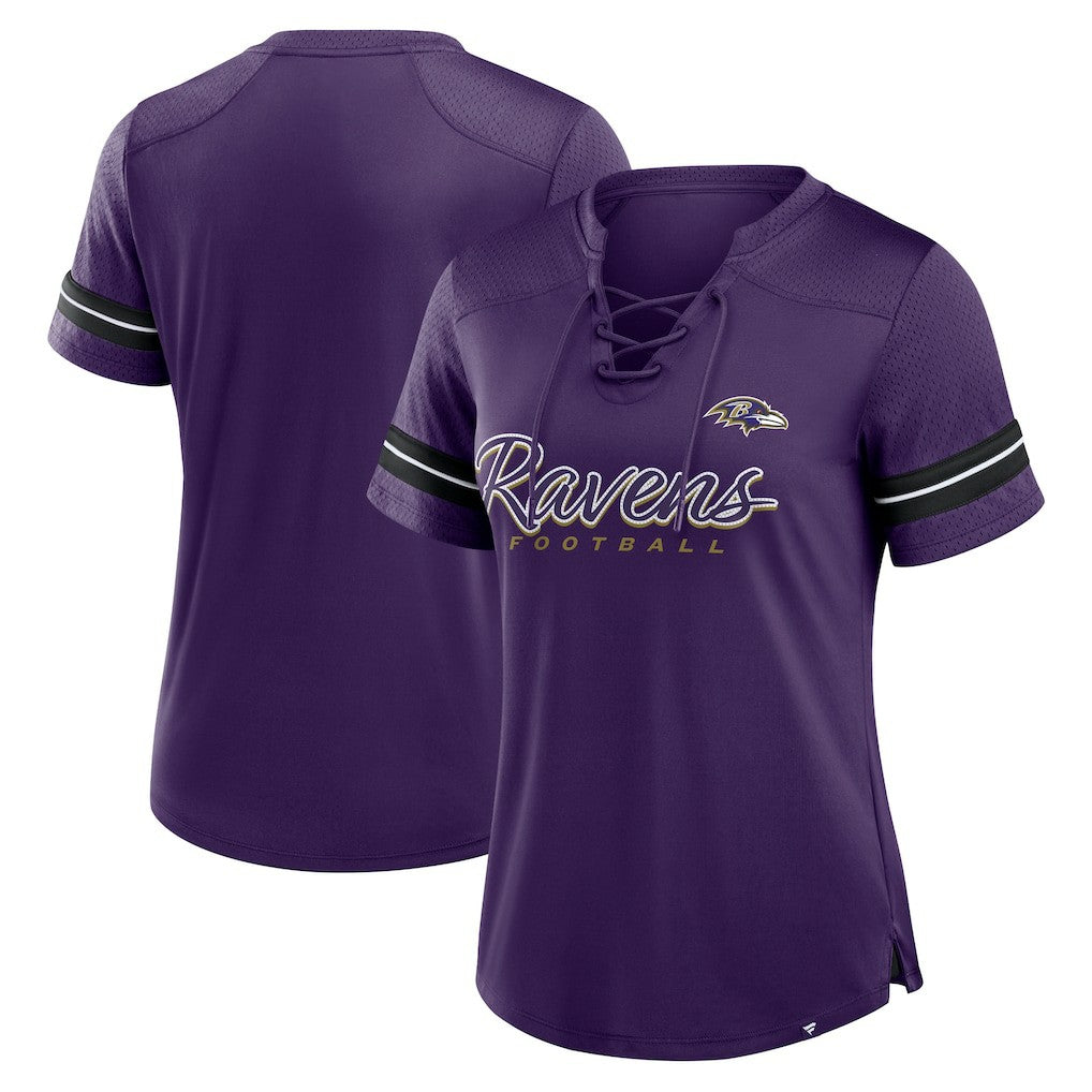Baltimore Ravens Fanatics Women's Play Script Lace-Up T-Shirt