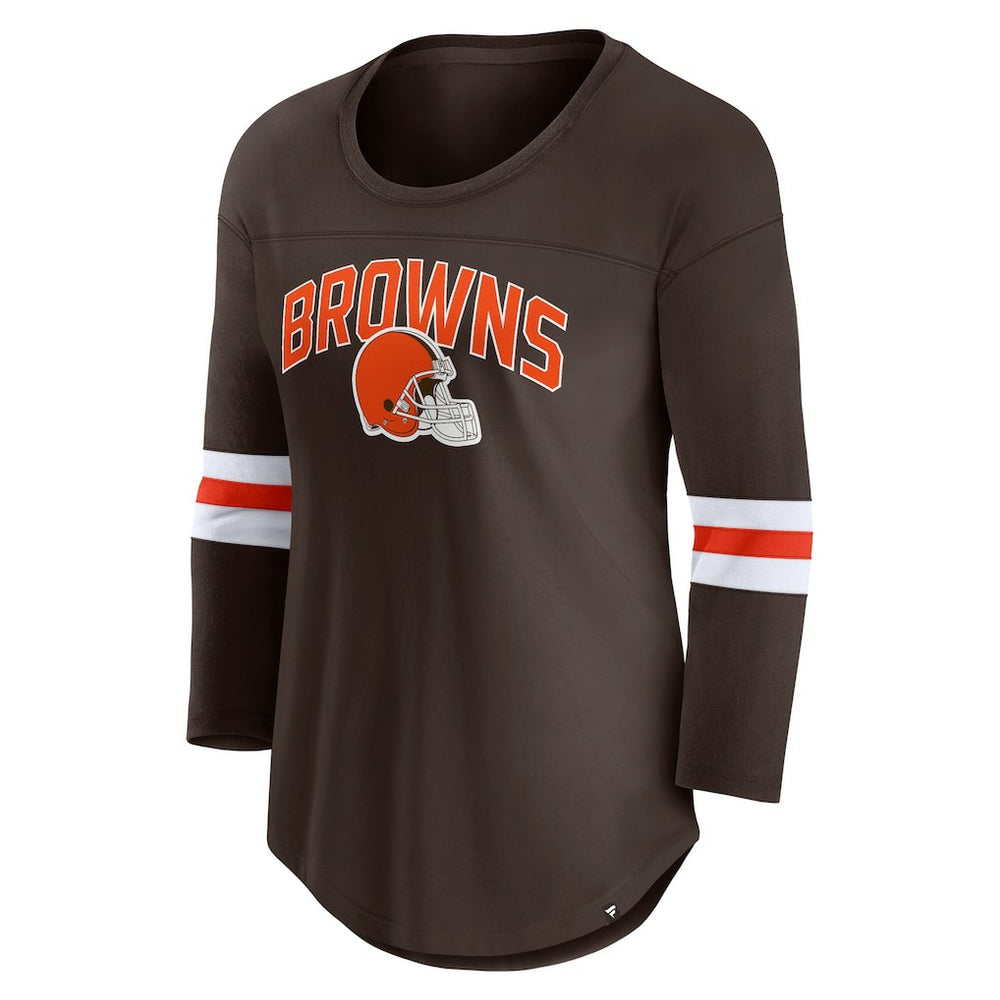 Cleveland Browns Fanatics Women's First Team Arch Logo 3/4 Sleeve T-Shirt