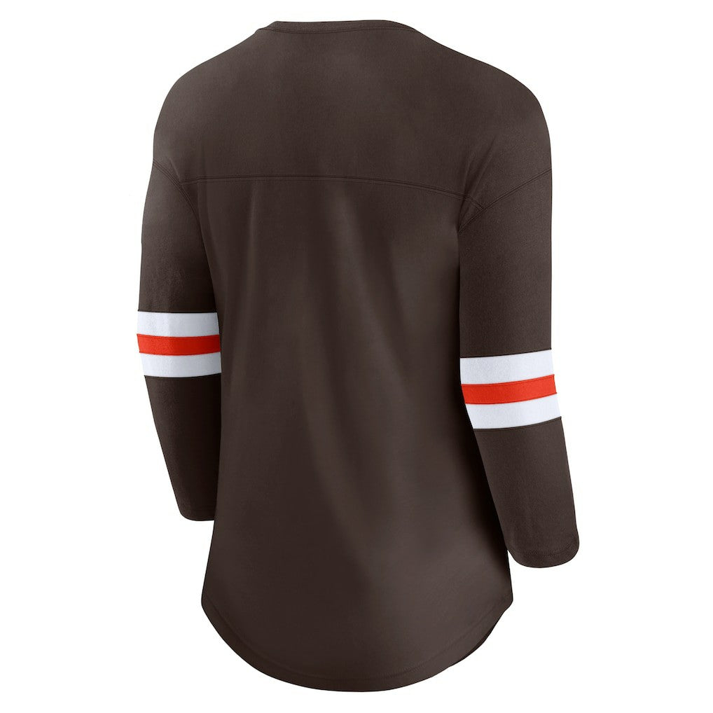 Cleveland Browns Fanatics Women's First Team Arch Logo 3/4 Sleeve T-Shirt