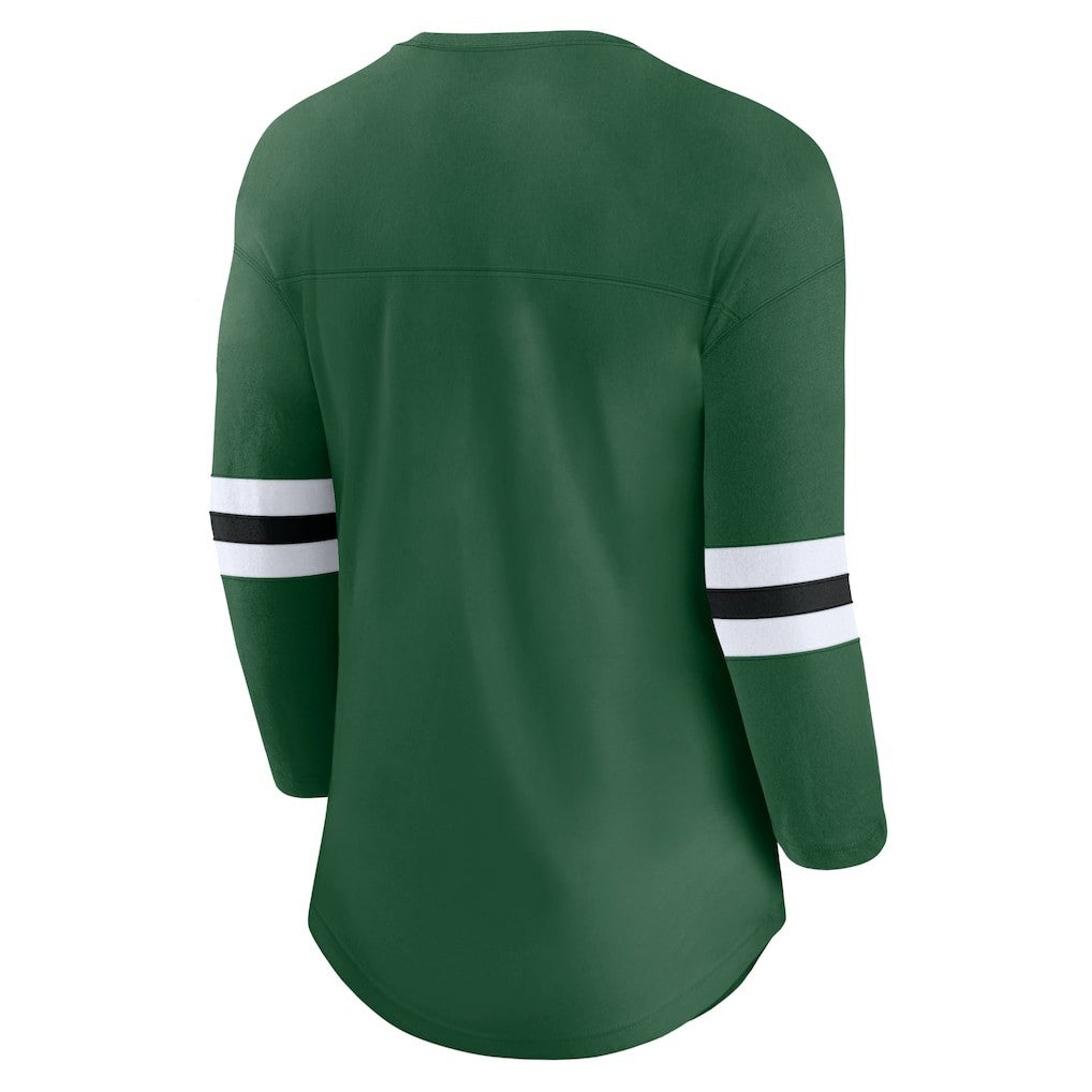 New York Jets Fanatics Women's First Team Arch Logo 3/4 Sleeve T-Shirt