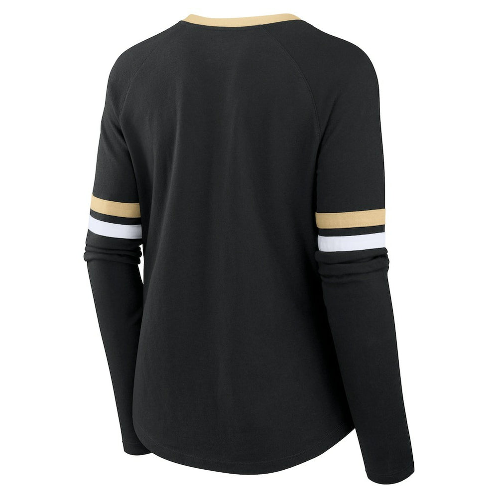 New Orleans Saints Fanatics Women's Won and Done Lace-Up Long Sleeve Fashion Top