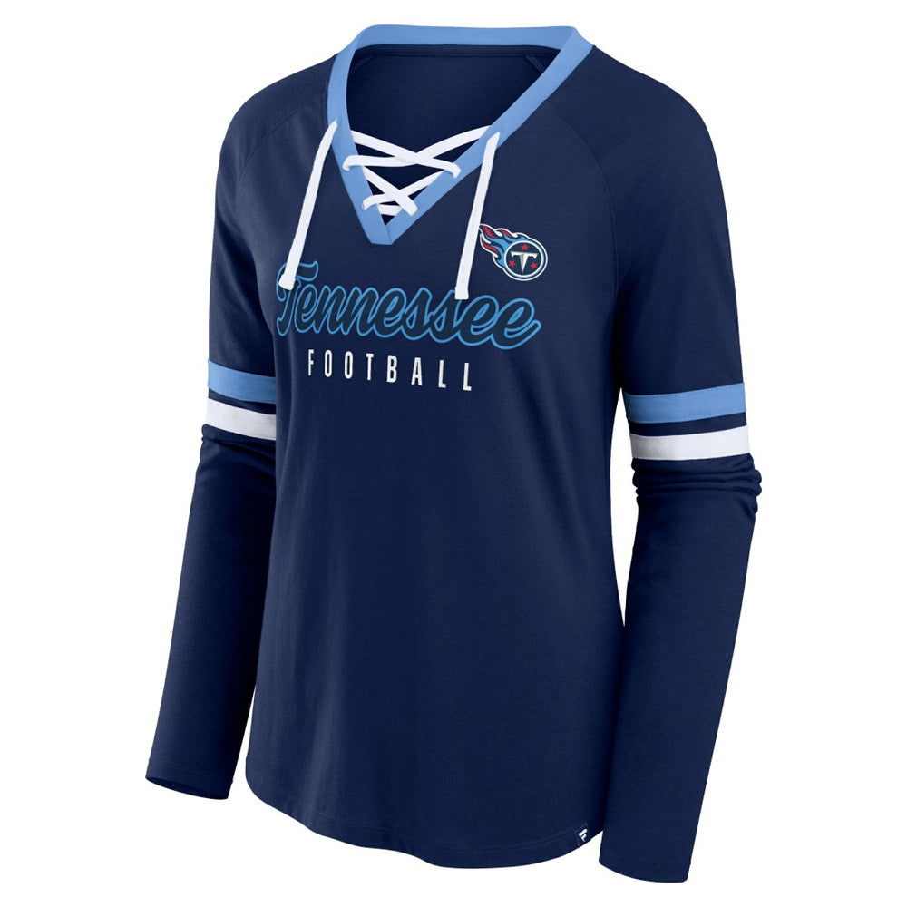 Tennessee Titans Fanatics Women's Won and Done Lace-Up Long Sleeve Fashion Top