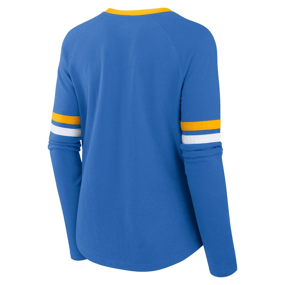Los Angeles Chargers Fanatics Women's Won and Done Lace-Up Long Sleeve Fashion Top