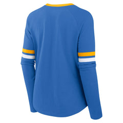 Los Angeles Chargers Fanatics Women's Won and Done Lace-Up Long Sleeve Fashion Top