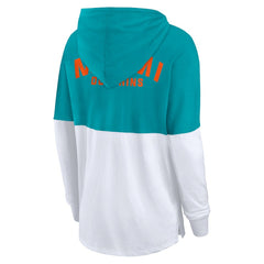 Miami Dolphins Fanatics Women's Backup Option Long Sleeve Hoodie T-Shirt