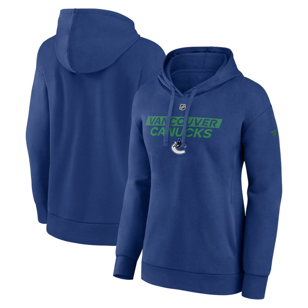 Vancouver Canucks Fanatics Women's Authentic Pro Core Primary Fleece Pullover Hoodie For Sale