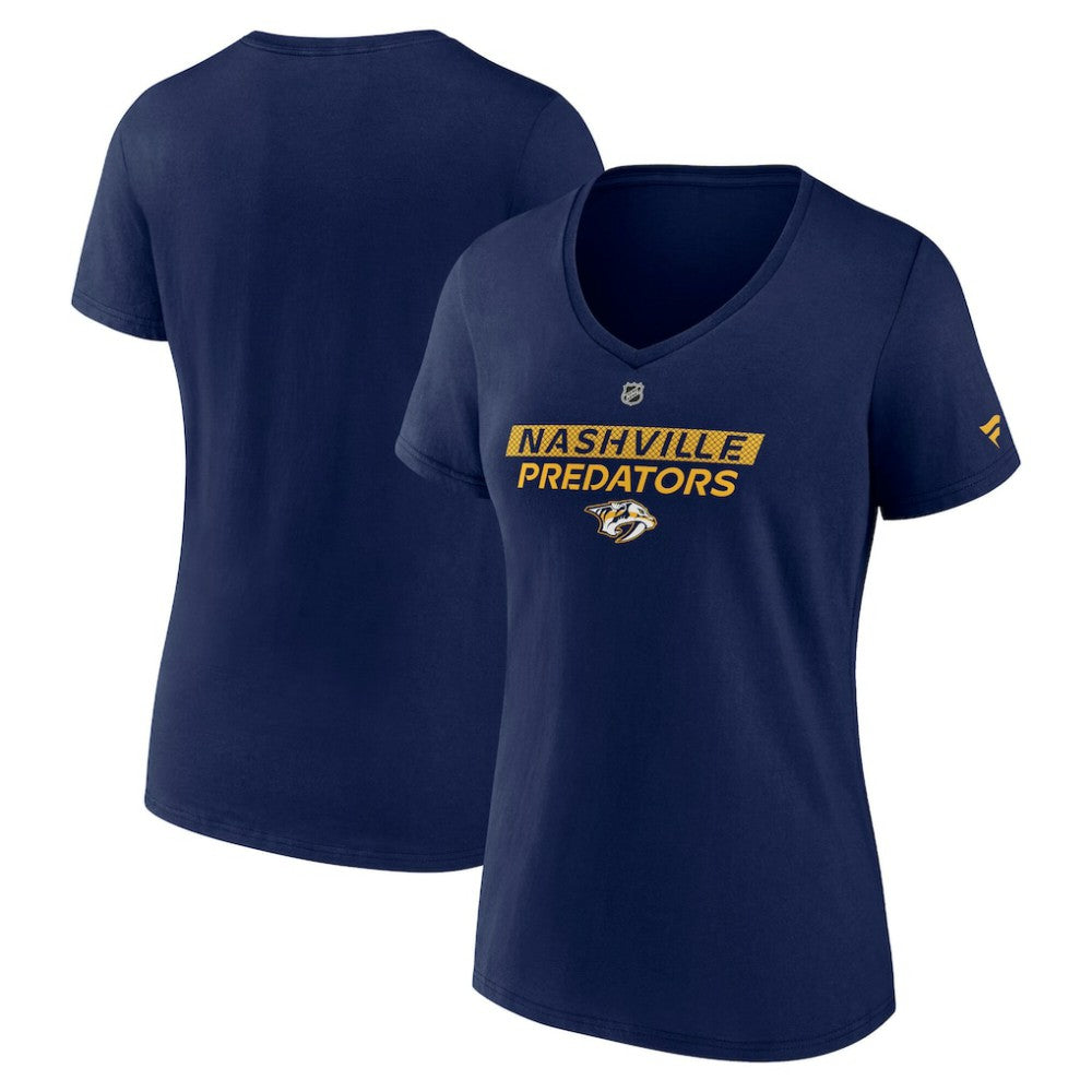 Nashville Predators Fanatics Women's Authentic Pro Core Primary V-Neck T-Shirt On Sale