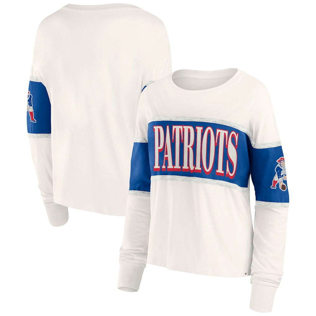 New England Patriots Fanatics Women's Antique Block Long Sleeve T-Shirt