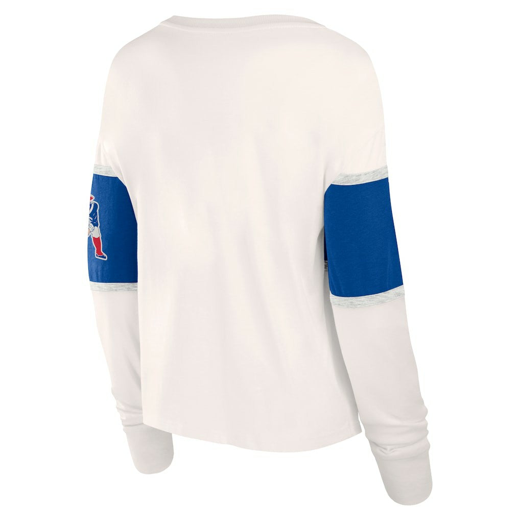 New England Patriots Fanatics Women's Antique Block Long Sleeve T-Shirt