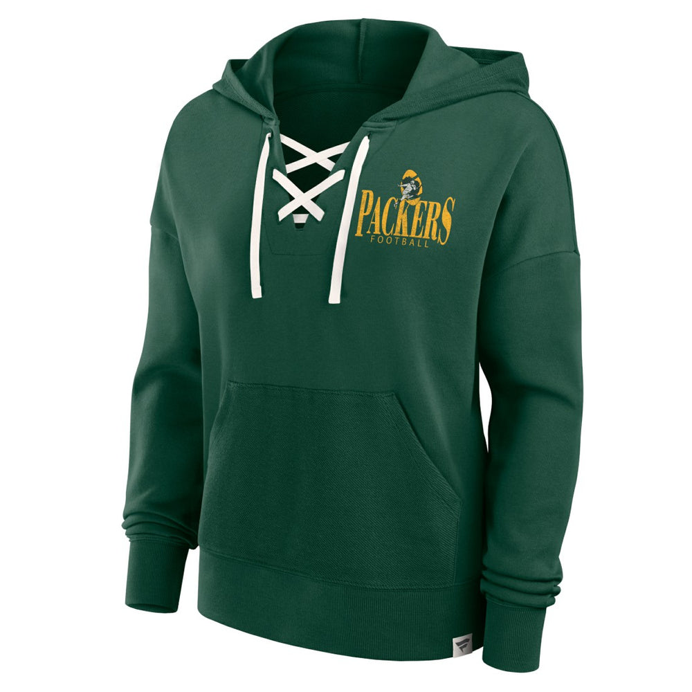 Green Bay Packers Fanatics Women's Blitz Left Lace-Up Pullover Hoodie