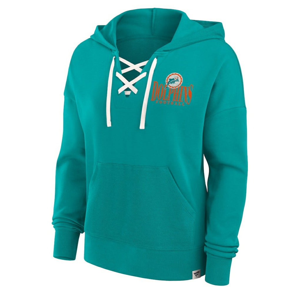 Miami Dolphins Fanatics Women's Blitz Left Lace-Up Pullover Hoodie