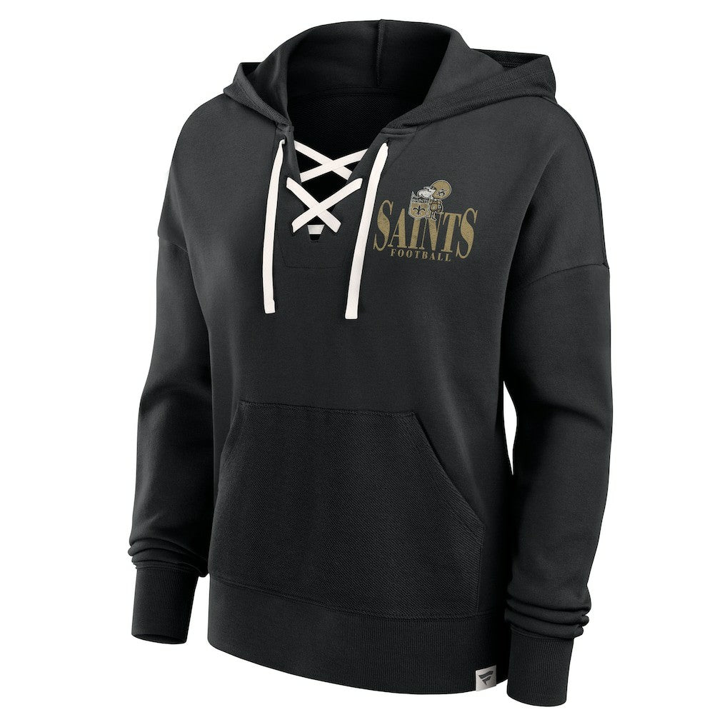 New Orleans Saints Fanatics Women's Blitz Left Lace-Up Pullover Hoodie