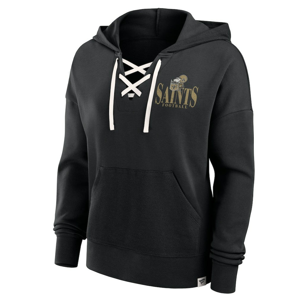 New Orleans Saints Fanatics Women's Blitz Left Lace-Up Pullover Hoodie