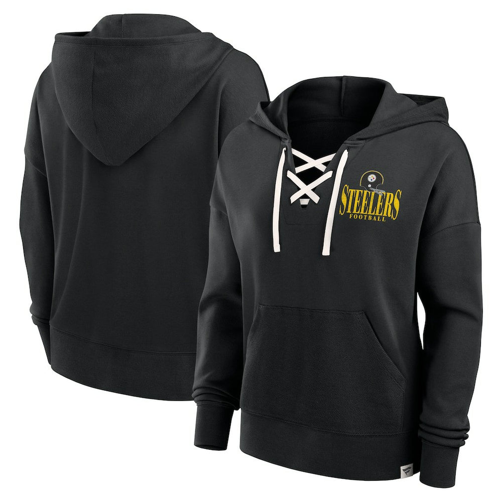 Pittsburgh Steelers Fanatics Women's Blitz Left Lace-Up Pullover Hoodie