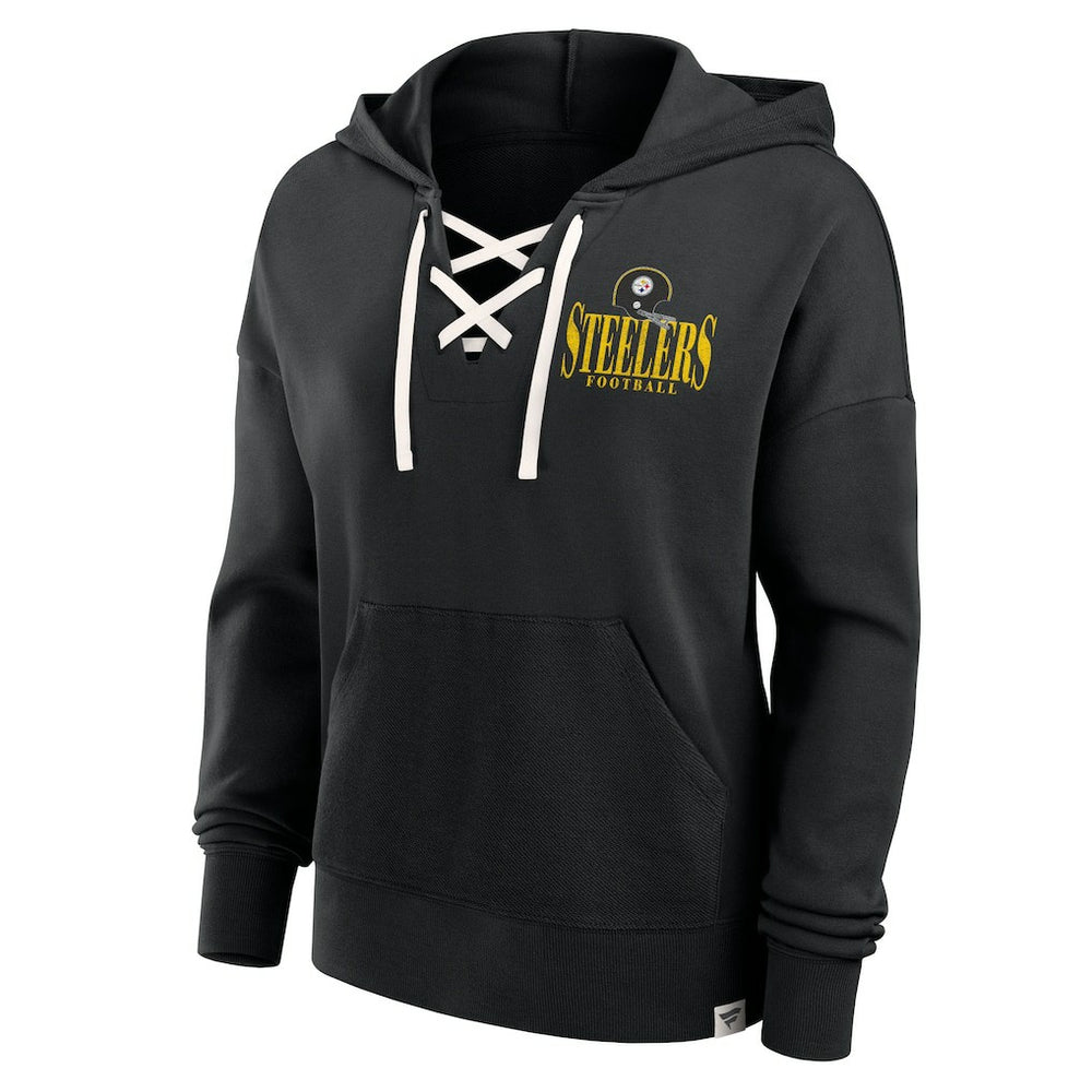 Pittsburgh Steelers Fanatics Women's Blitz Left Lace-Up Pullover Hoodie