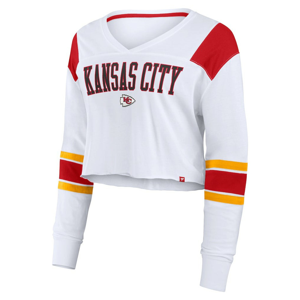 Kansas City Chiefs Fanatics Women's Stretch Cropped Fashion Long Sleeve T-Shirt