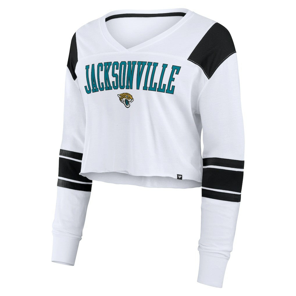 Jacksonville Jaguars Fanatics Women's Stretch Cropped Fashion Long Sleeve T-Shirt