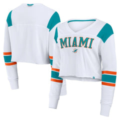 Miami Dolphins Fanatics Women's Stretch Cropped Fashion Long Sleeve T-Shirt