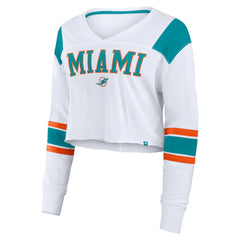 Miami Dolphins Fanatics Women's Stretch Cropped Fashion Long Sleeve T-Shirt