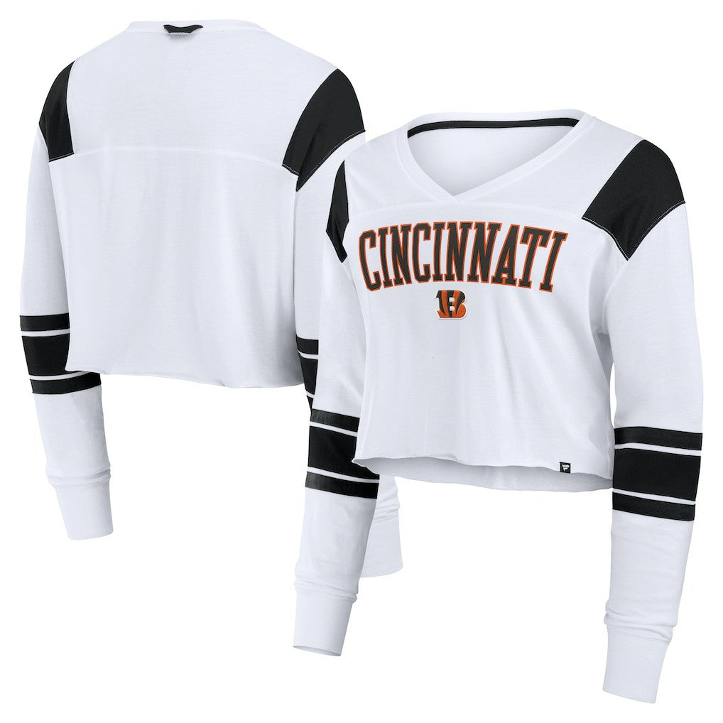 Cincinnati Bengals Fanatics Women's Stretch Cropped Fashion Long Sleeve T-Shirt