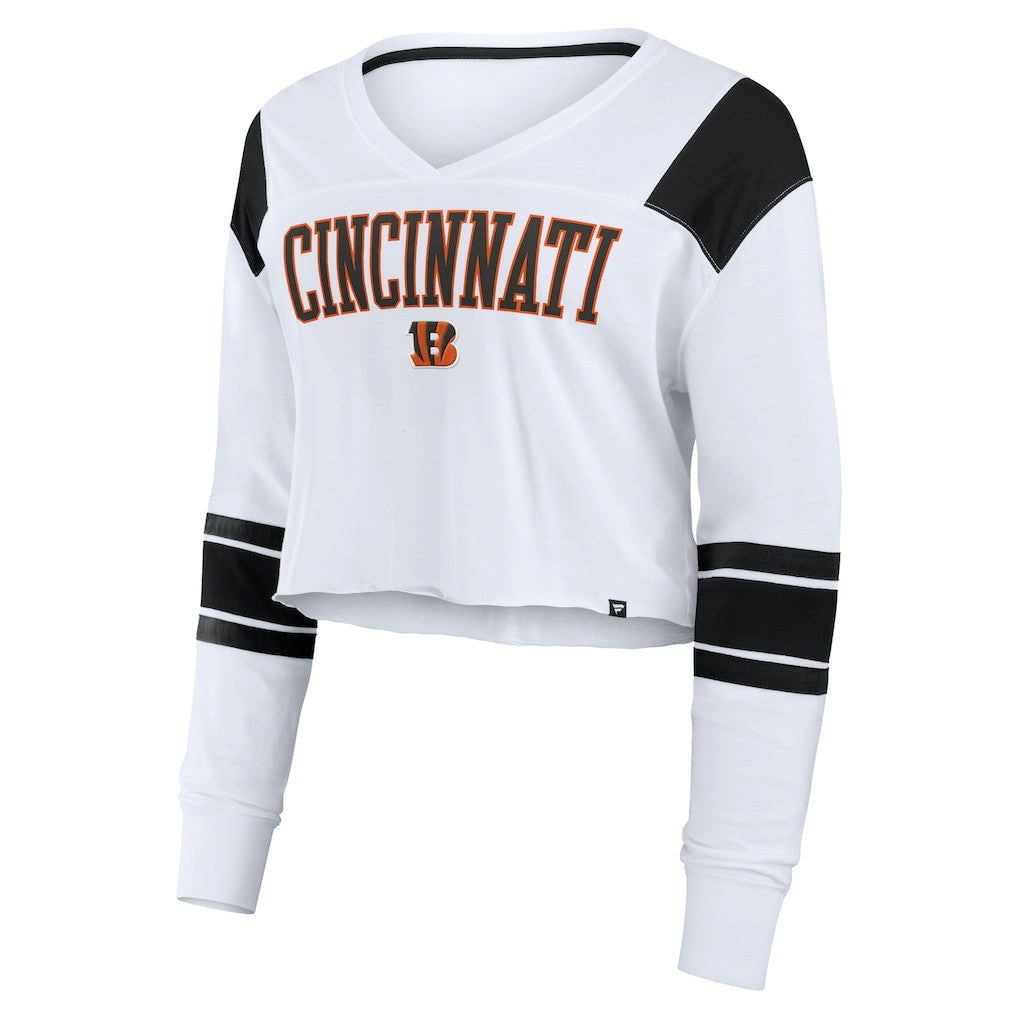 Cincinnati Bengals Fanatics Women's Stretch Cropped Fashion Long Sleeve T-Shirt