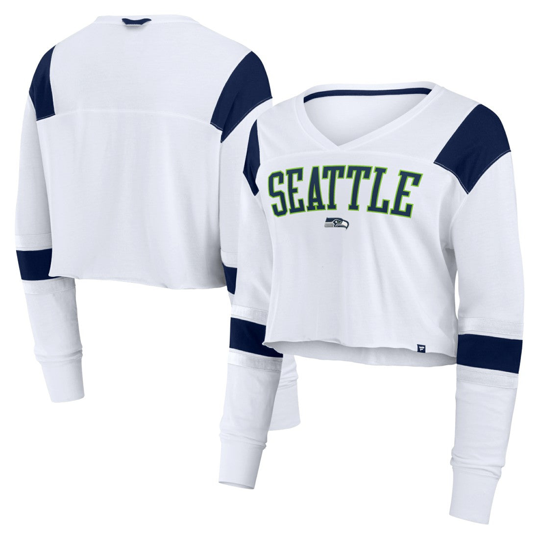 Seattle Seahawks Fanatics Women's Stretch Cropped Fashion Long Sleeve T-Shirt