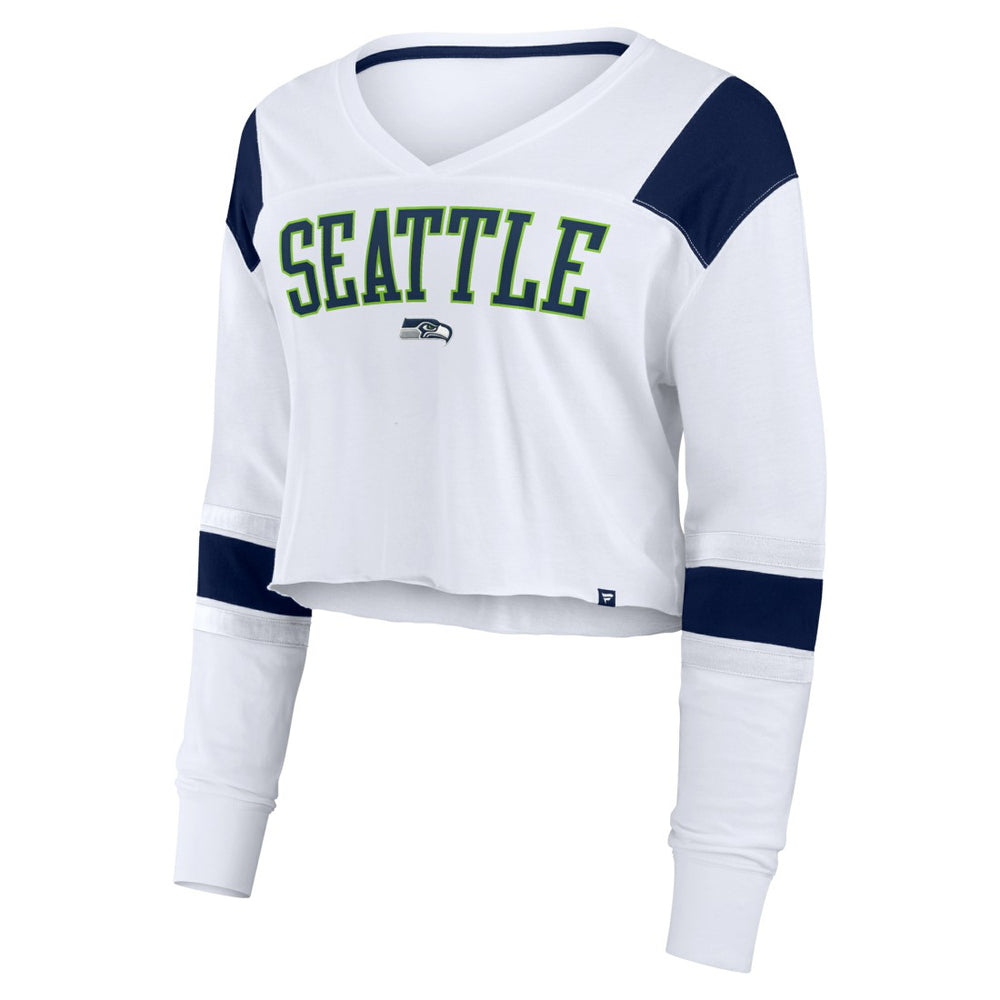 Seattle Seahawks Fanatics Women's Stretch Cropped Fashion Long Sleeve T-Shirt
