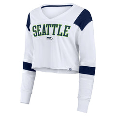 Seattle Seahawks Fanatics Women's Stretch Cropped Fashion Long Sleeve T-Shirt