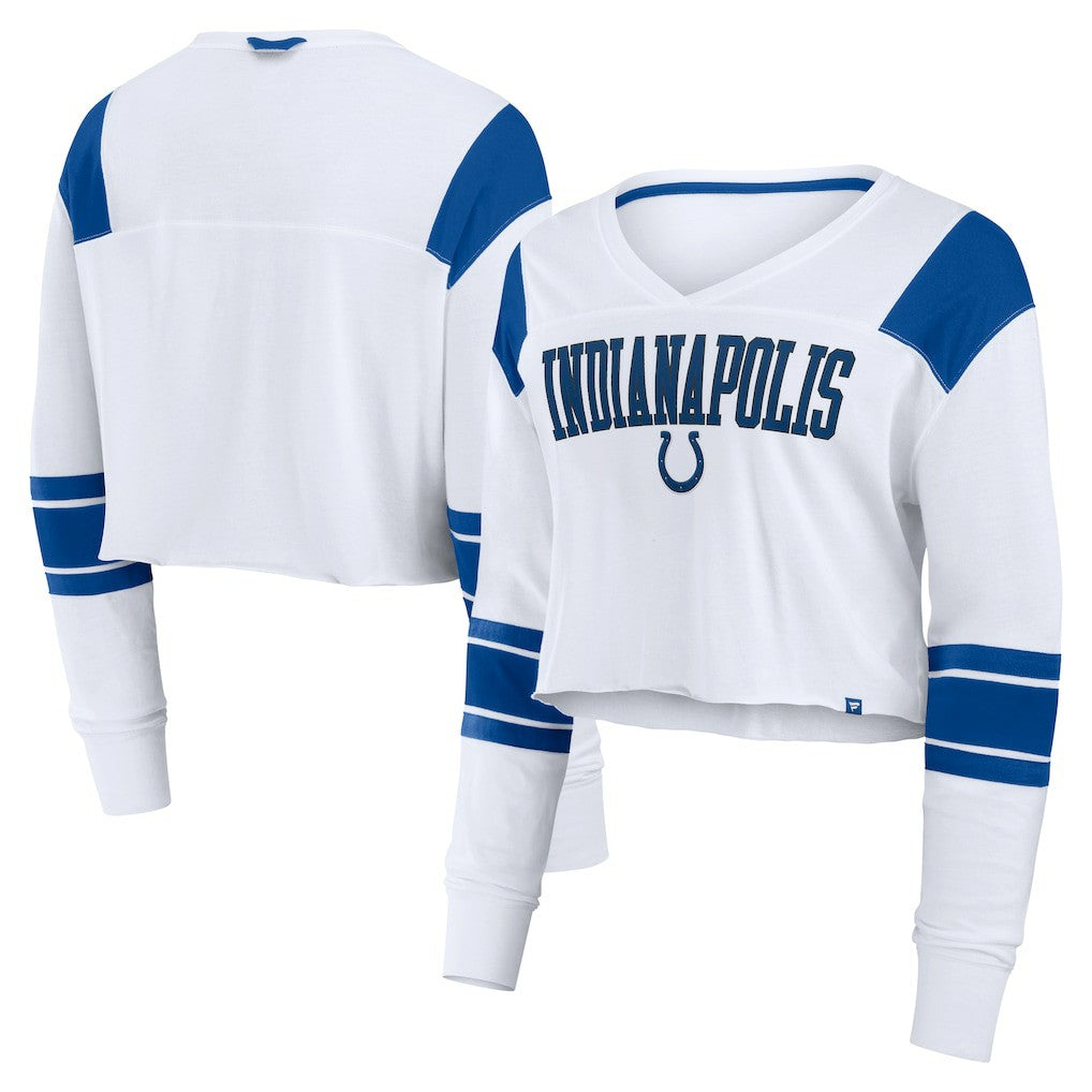 Indianapolis Colts Fanatics Women's Stretch Cropped Fashion Long Sleeve T-Shirt