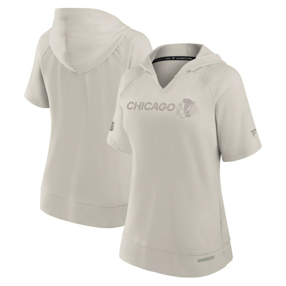 Chicago Blackhawks Fanatics Women's Authentic Pro Road Short Sleeve V-Neck Pullover Hoodie On Sale