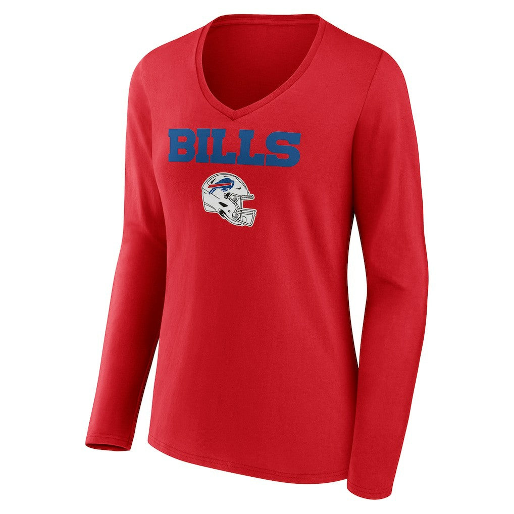 Buffalo Bills  Josh Allen  Women's Team Wordmark Player Name & Number Long Sleeve V-Neck T-Shirt