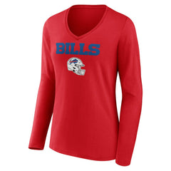 Buffalo Bills  Josh Allen  Women's Team Wordmark Player Name & Number Long Sleeve V-Neck T-Shirt