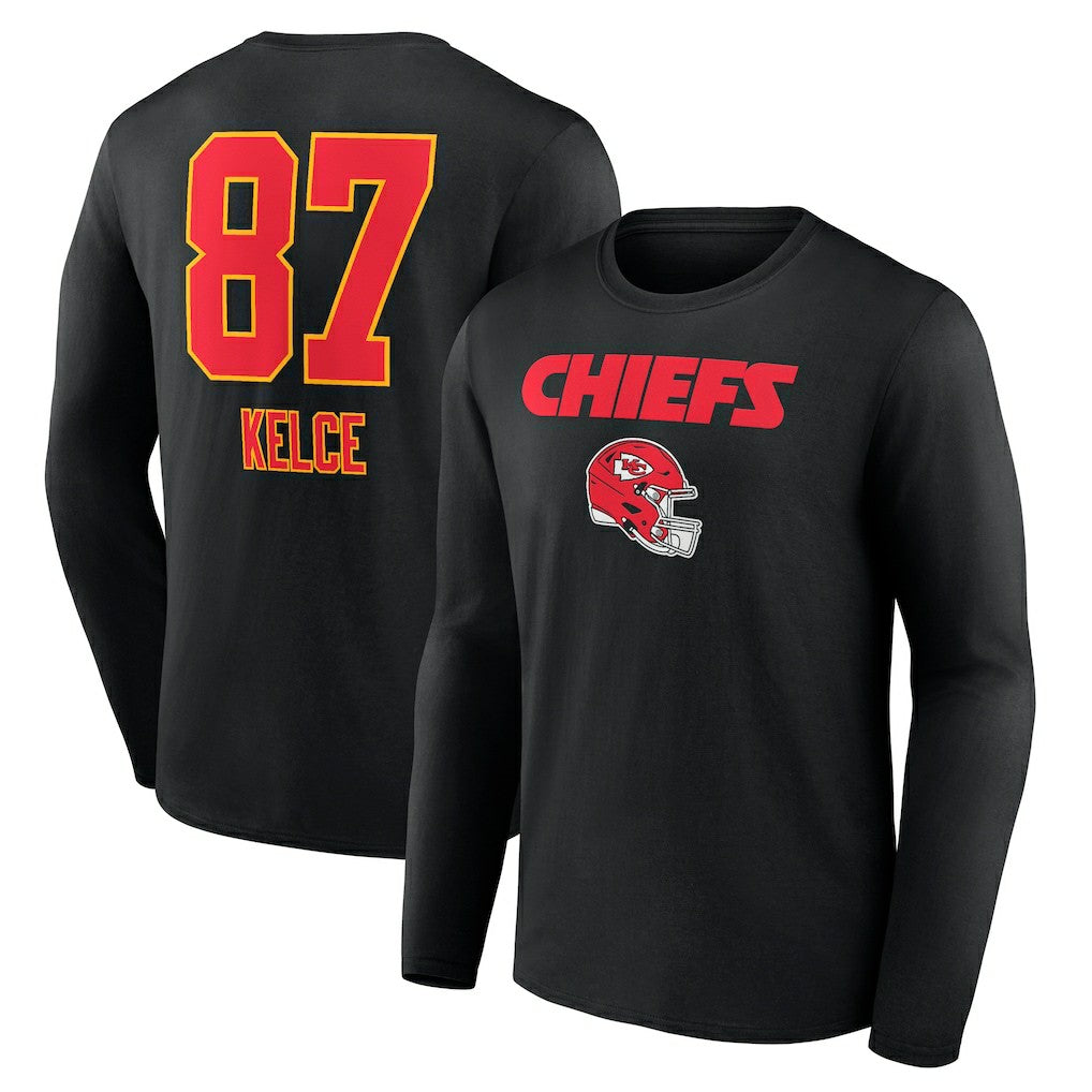 Kansas City Chiefs  Travis Kelce  Team Wordmark Player Name & Number Long Sleeve T-Shirt