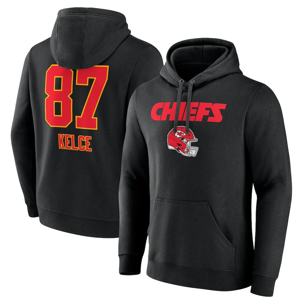 Kansas City Chiefs  Travis Kelce  Team Wordmark Player Name & Number Pullover Hoodie