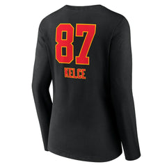 Kansas City Chiefs  Travis Kelce  Women's Team Wordmark Player Name & Number Long Sleeve V-Neck T-Shirt