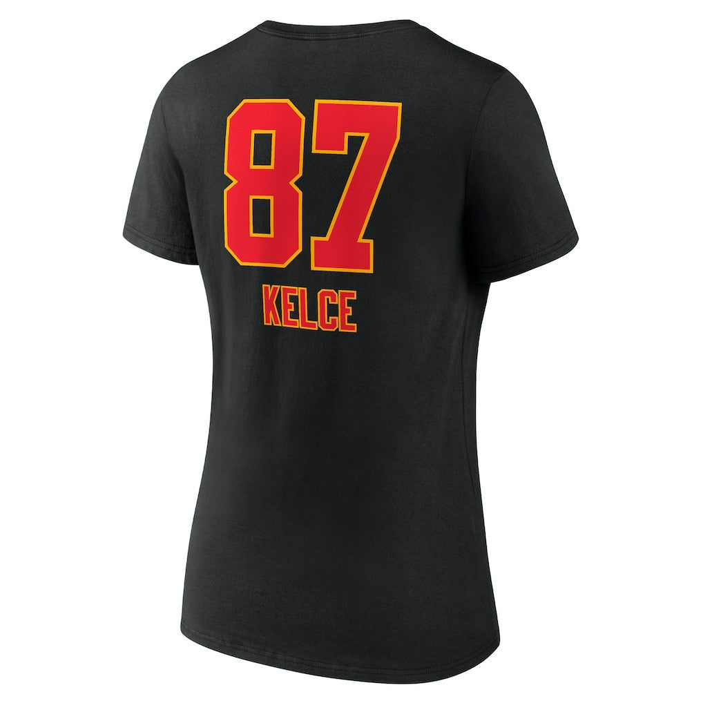 Kansas City Chiefs  Travis Kelce  Women's Team Wordmark Player Name & Number V-Neck T-Shirt