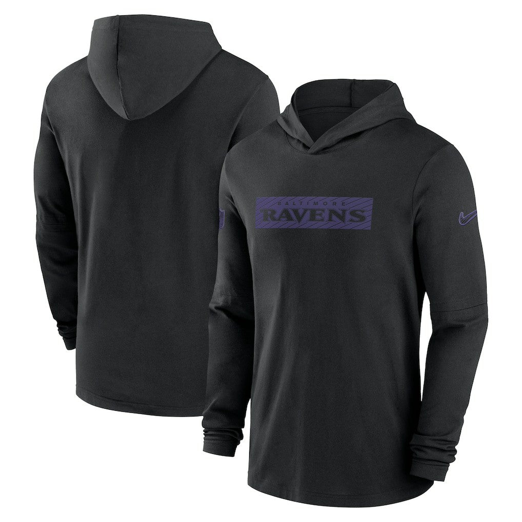 Baltimore Ravens Nike 2024/25 Sideline Performance Long Sleeve Hoodie T-Shirt