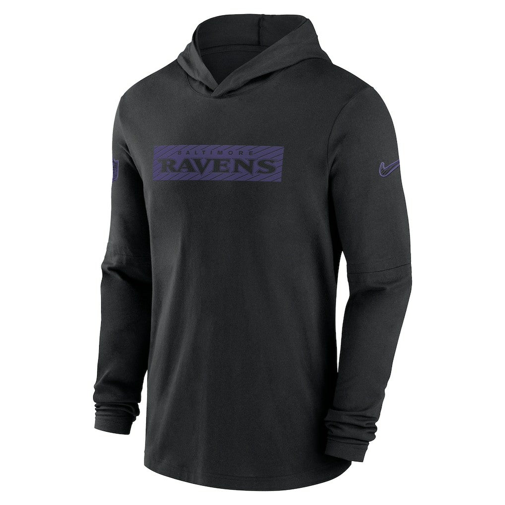 Baltimore Ravens Nike 2024/25 Sideline Performance Long Sleeve Hoodie T-Shirt