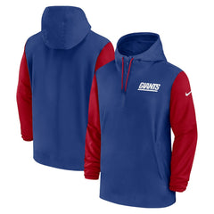 New York Giants Nike 2024/25 Sideline Pre-Game Player 1/2-Zip Hoodie Jacket