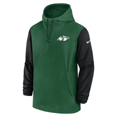 New York Jets Nike 2024/25 Sideline Pre-Game Player 1/2-Zip Hoodie Jacket