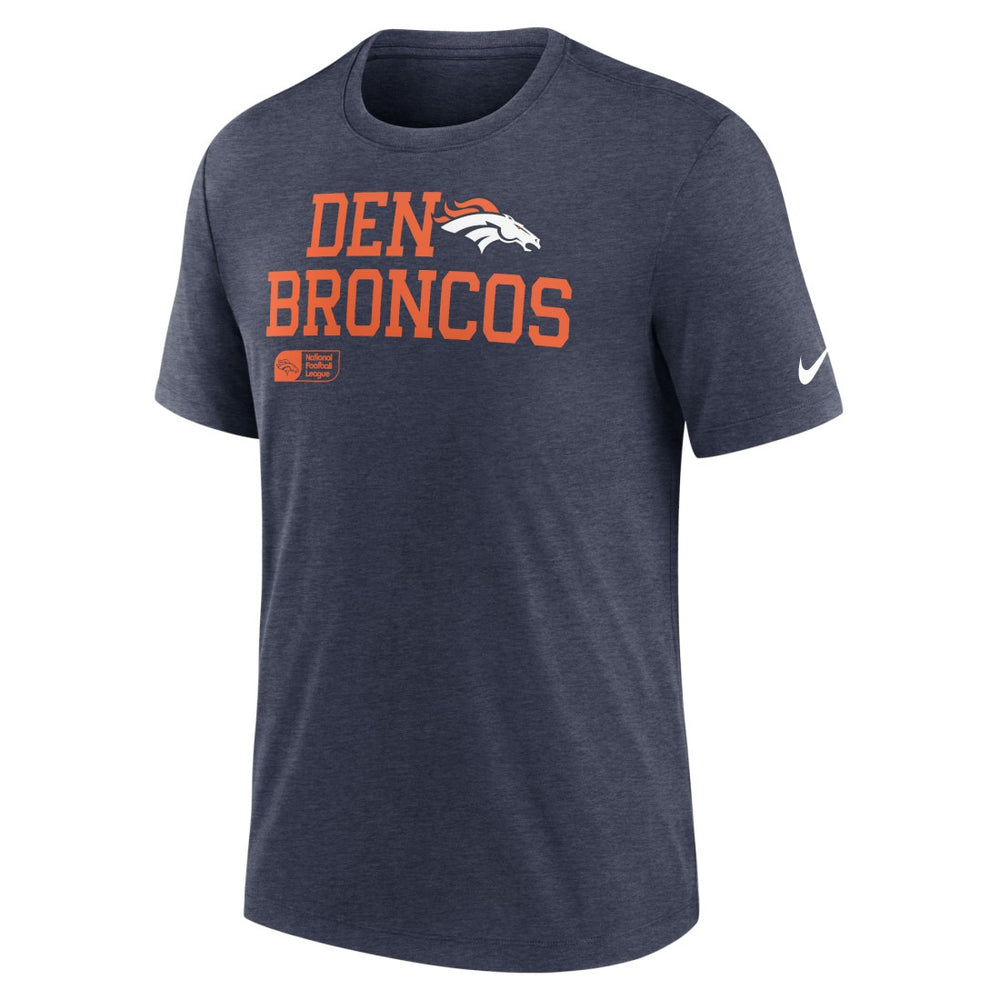 Denver Broncos Nike Overlap Lockup Tri-Blend T-Shirt