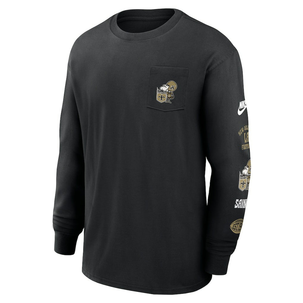 New Orleans Saints Nike Rewind Heavy Max90 Pocket Long Sleeve T-Shirt
